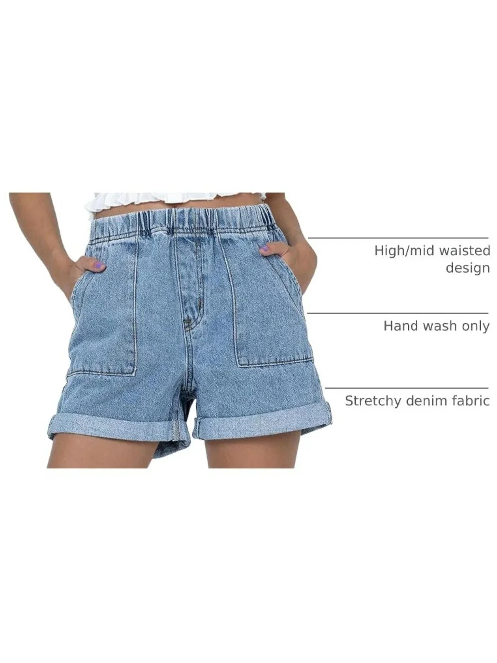 Women's light Blue Summer Comfortable Stretchy Denim Casual Hot Short Jort Jean